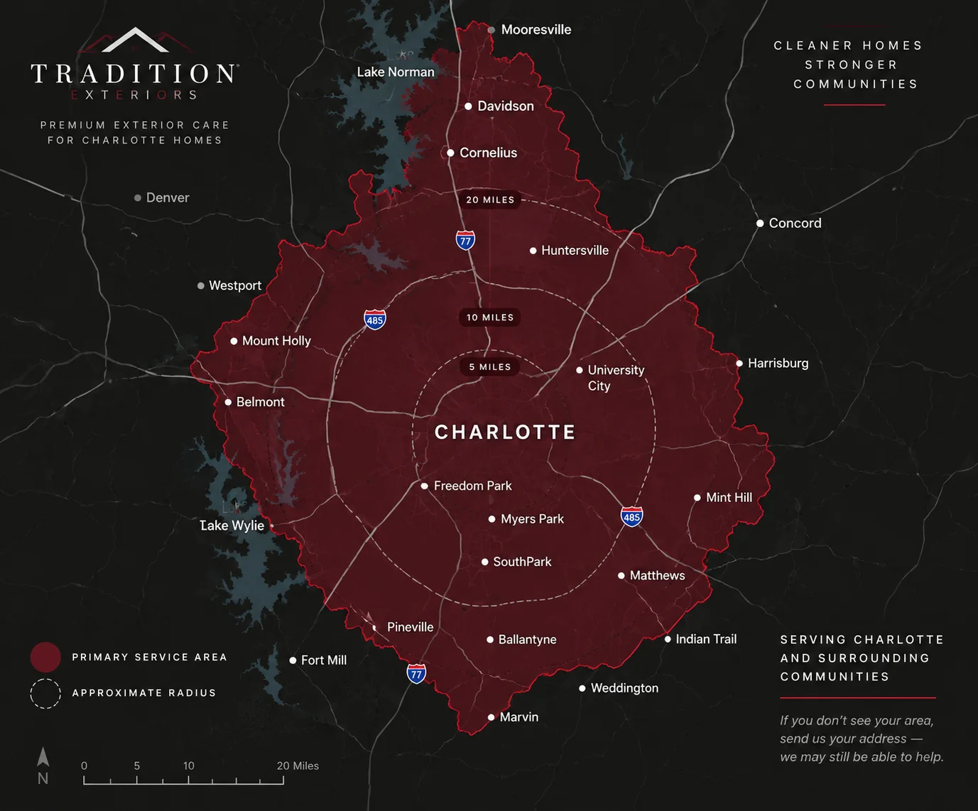 Map of Charlotte, North Carolina service areas