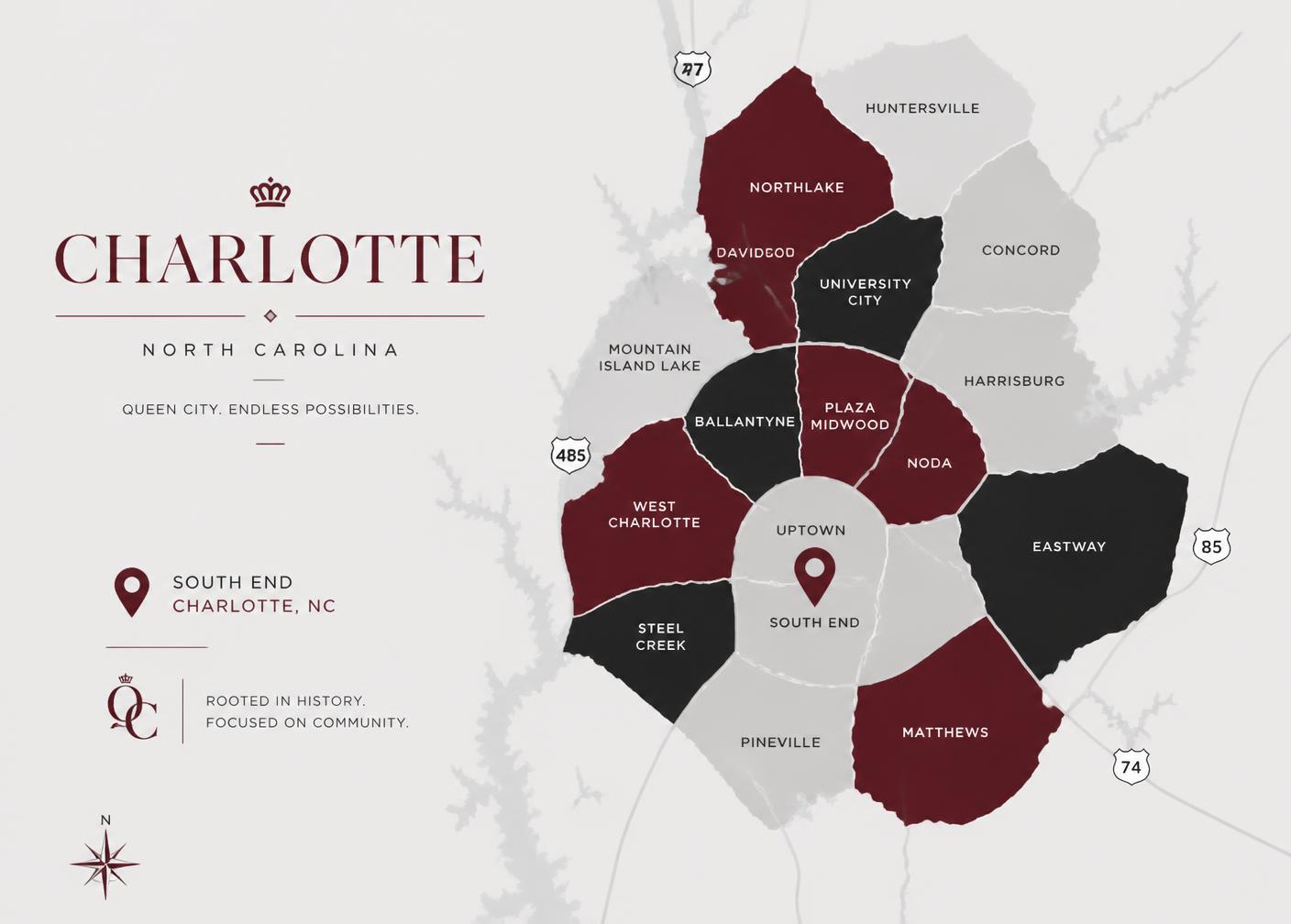 Map of Charlotte, North Carolina service areas